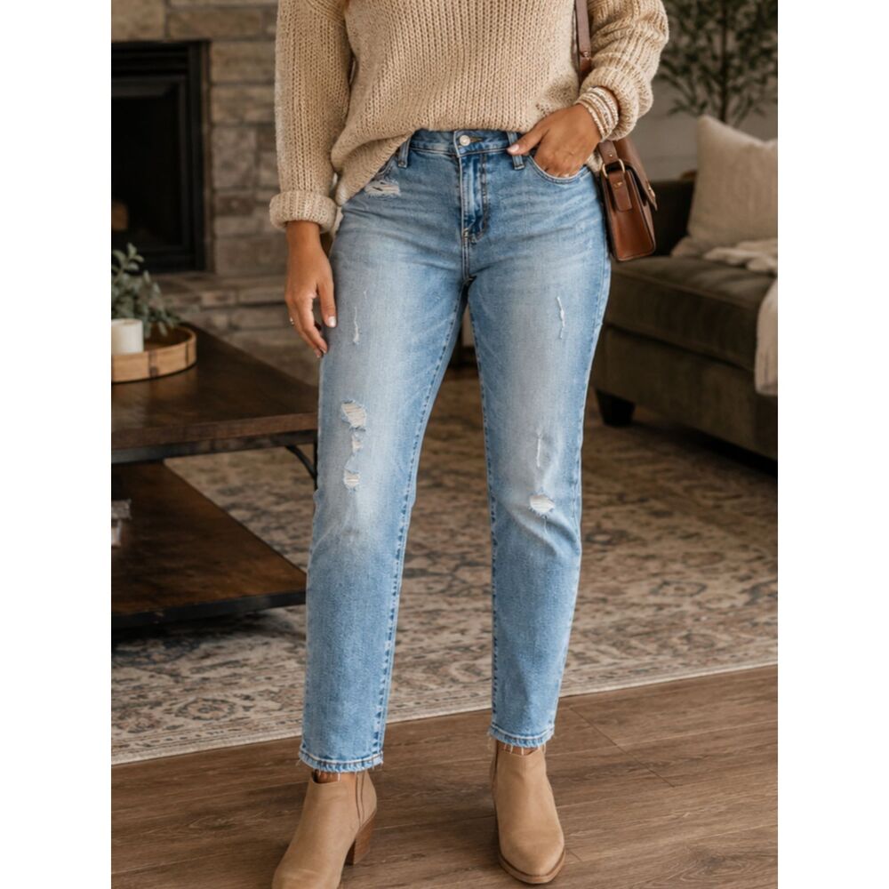 Rock & Republic Berlin Distressed Skinny Jeans Light Wash Stretch Women's 12